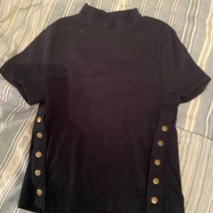 free people mock neck black top